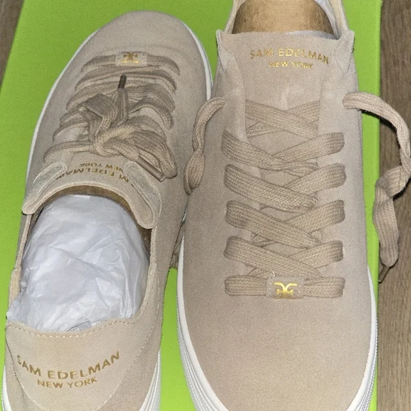 Sam Edelman Pippy Taupe Suede Platform Sneakers – 7.5M – NIB - Picture 1 of 13